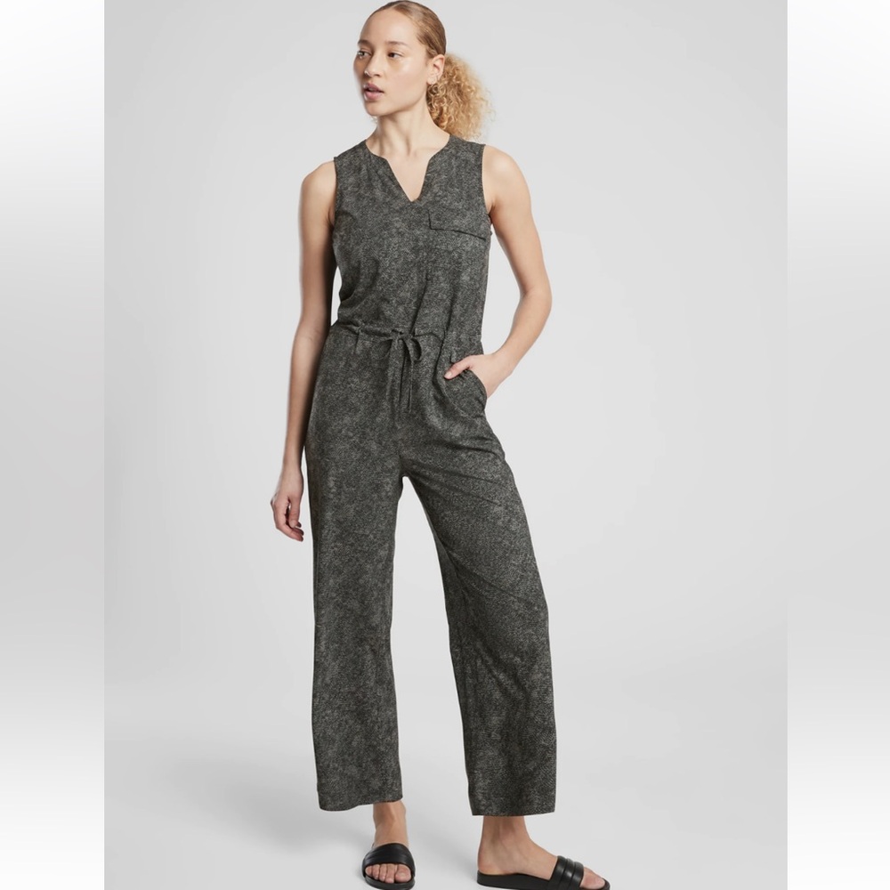 Athleta Topanga Printed Jumpsuit in Viper Black